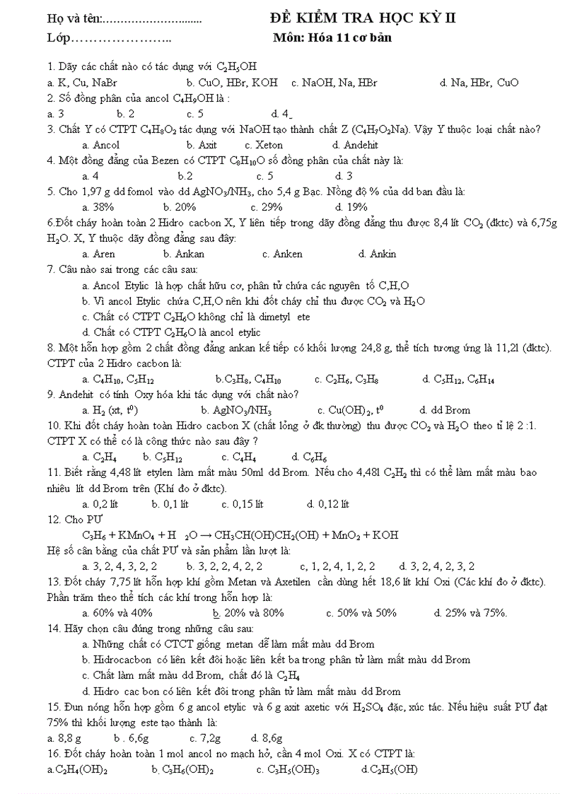 image for page Đề KT Hoá 11 HK II 4