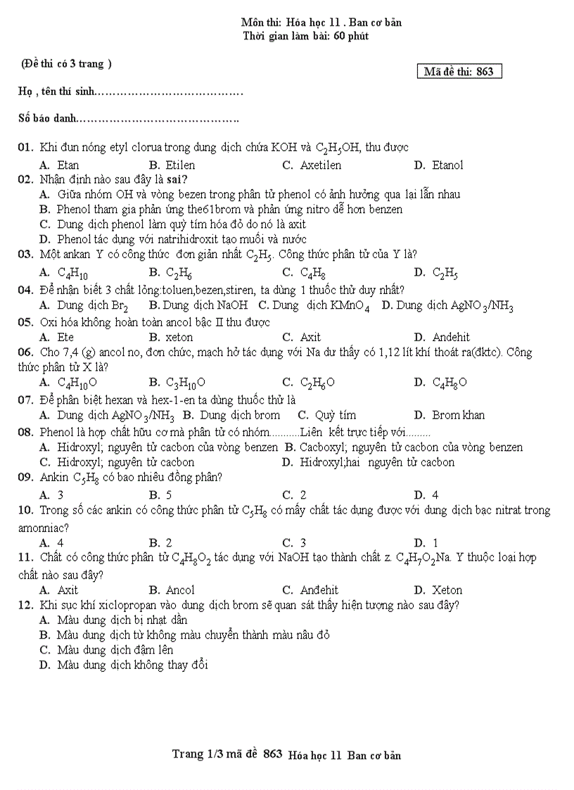 image for page Đề thi HKII hóa 11 cb 08 09