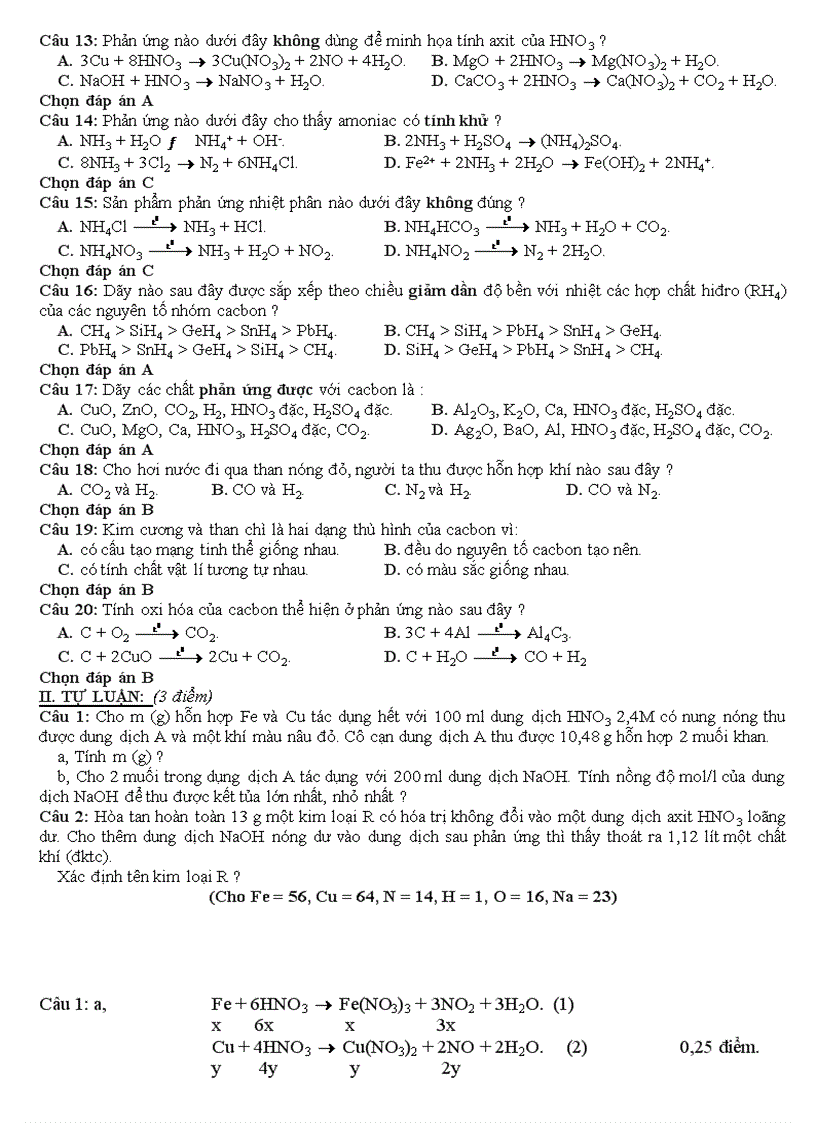 image for page Đề HD Hóa 11 Kỳ I số 2