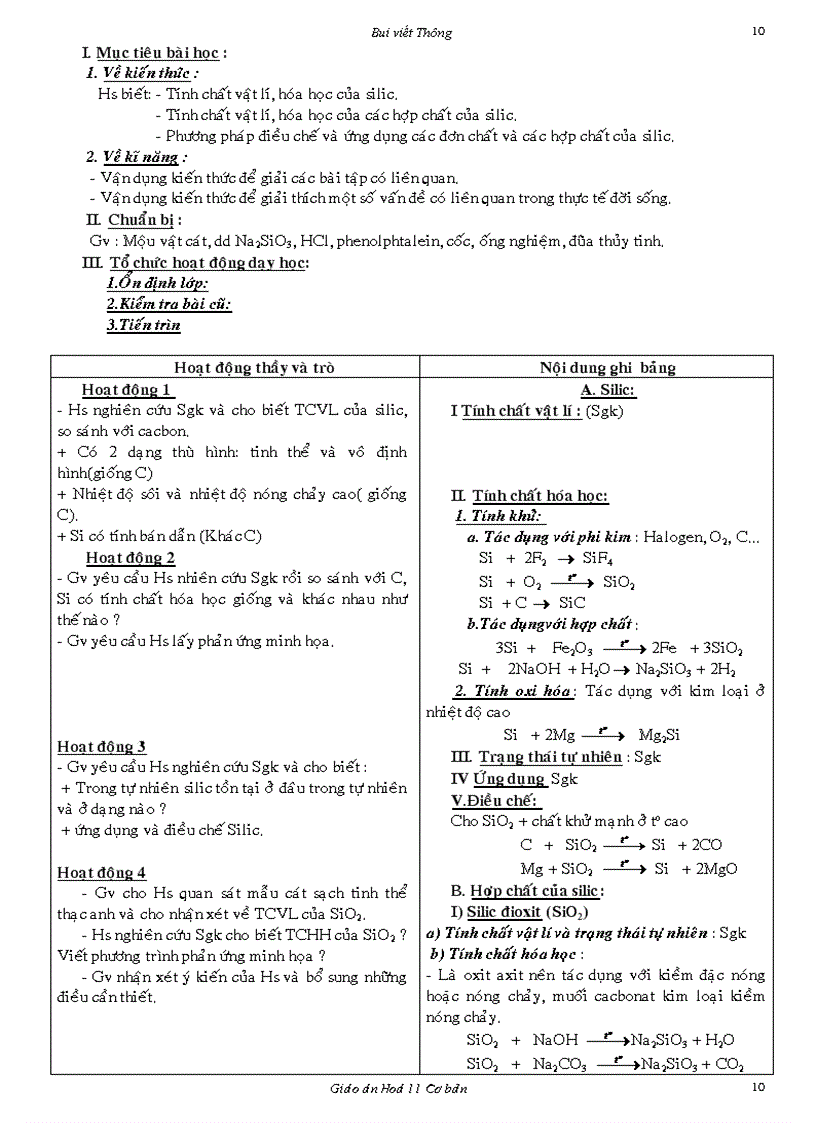 image for page Giáo án 11 chương 3 CÁC BON SILIC cơ bản
