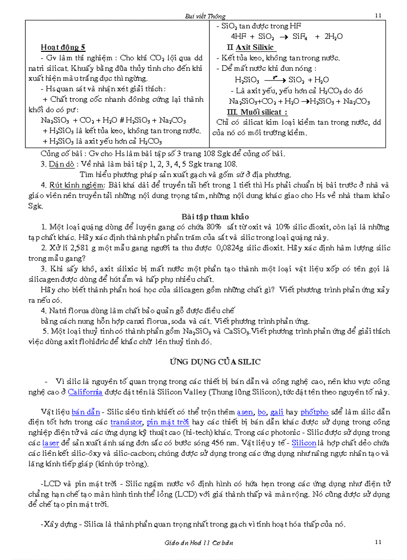 image for page Giáo án 11 chương 3 CÁC BON SILIC cơ bản