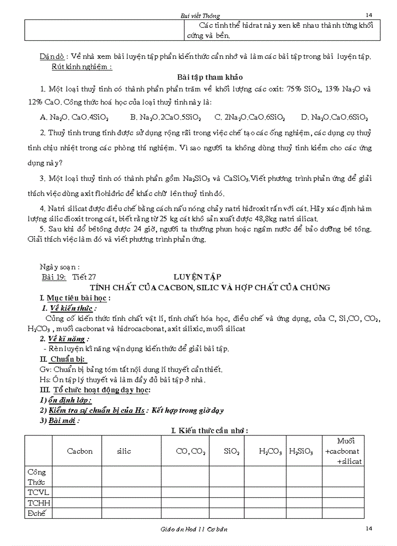 image for page Giáo án 11 chương 3 CÁC BON SILIC cơ bản