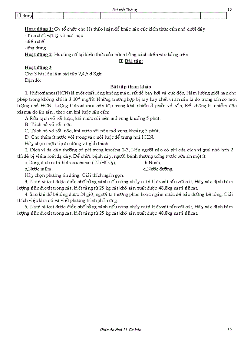 image for page Giáo án 11 chương 3 CÁC BON SILIC cơ bản