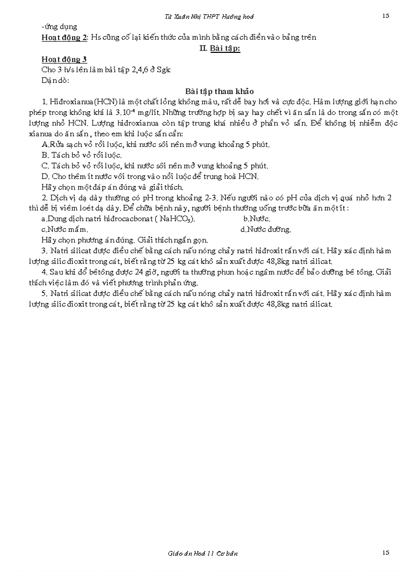 image for page Giao an 11CB bai tap chuong 3