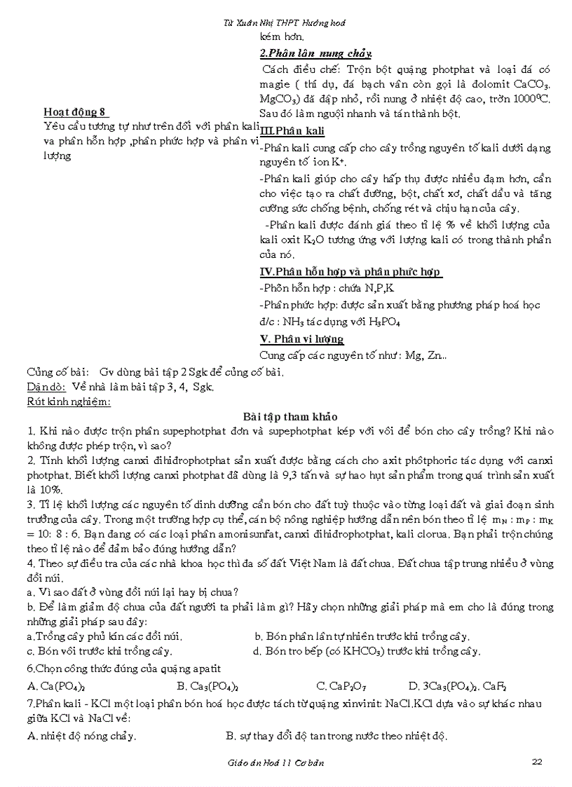 image for page Giao an 11CB bai tap chuong 2