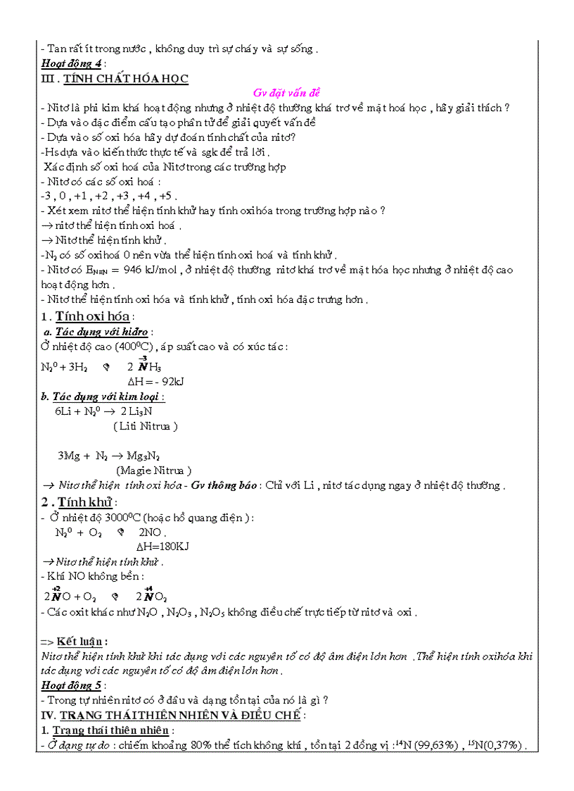 image for page Giáo án 11NC chương 2 Nhóm Nitơ