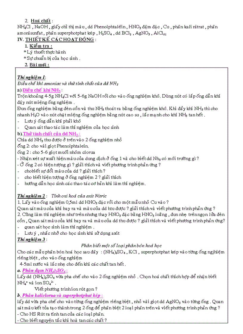 image for page Giáo án 11NC chương 2 Nhóm Nitơ