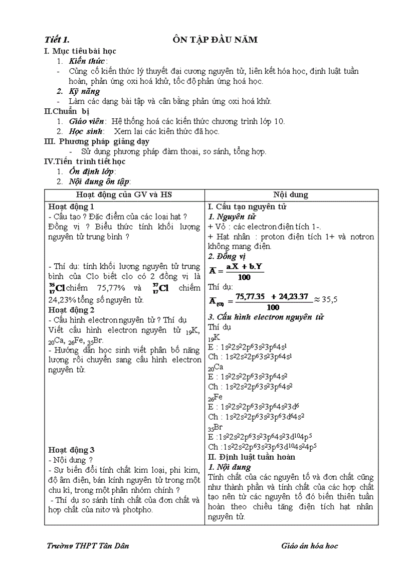 image for page Giáo án hóa học 11 hai cột