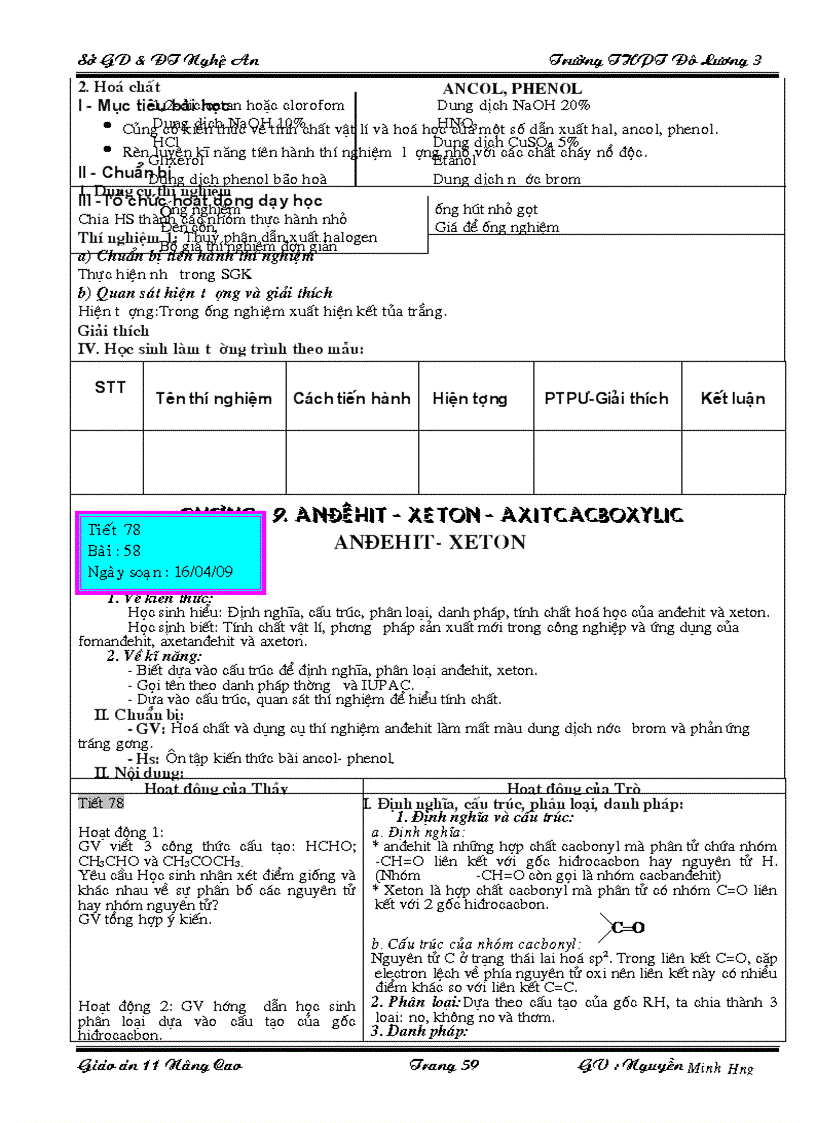 image for page Giáo án hóa học 11 NC HKII