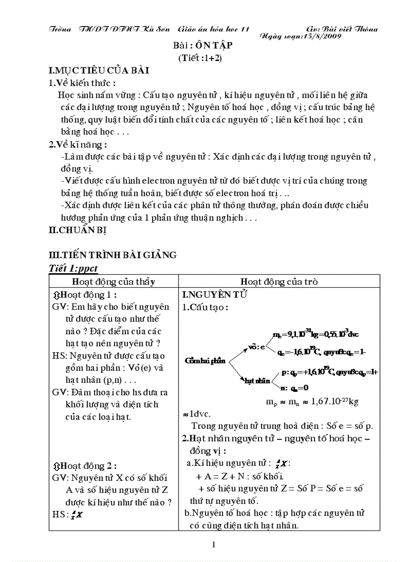 image for page Giáo án hóa học từ tiết 1 đến tiết 63 ban cơ bản