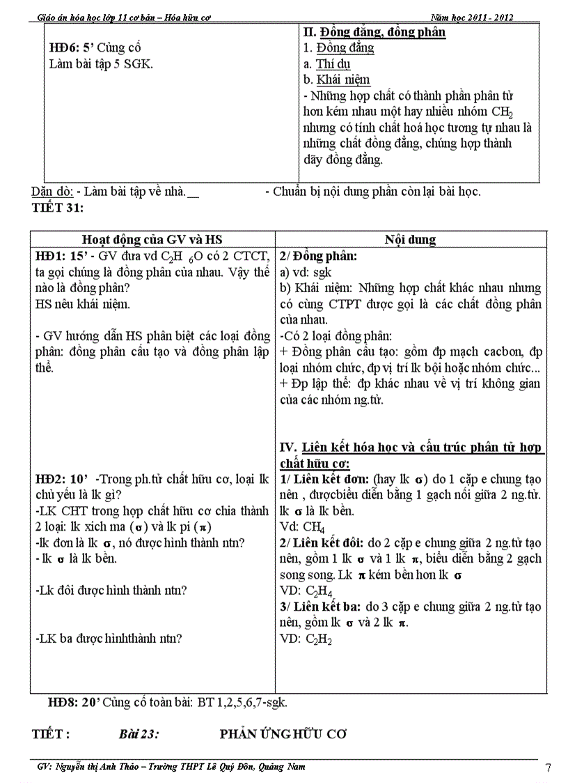 image for page Giáo án Hóa Hữu cơ 11CB