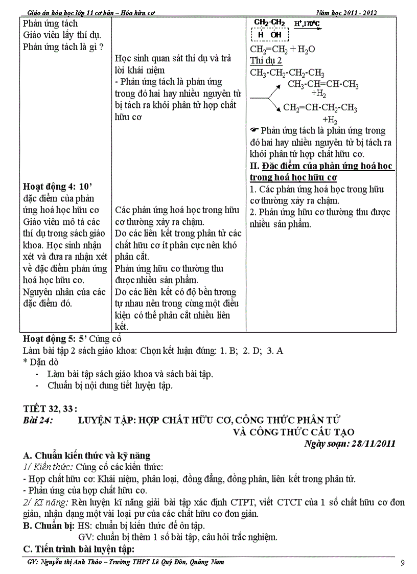 image for page Giáo án Hóa Hữu cơ 11CB