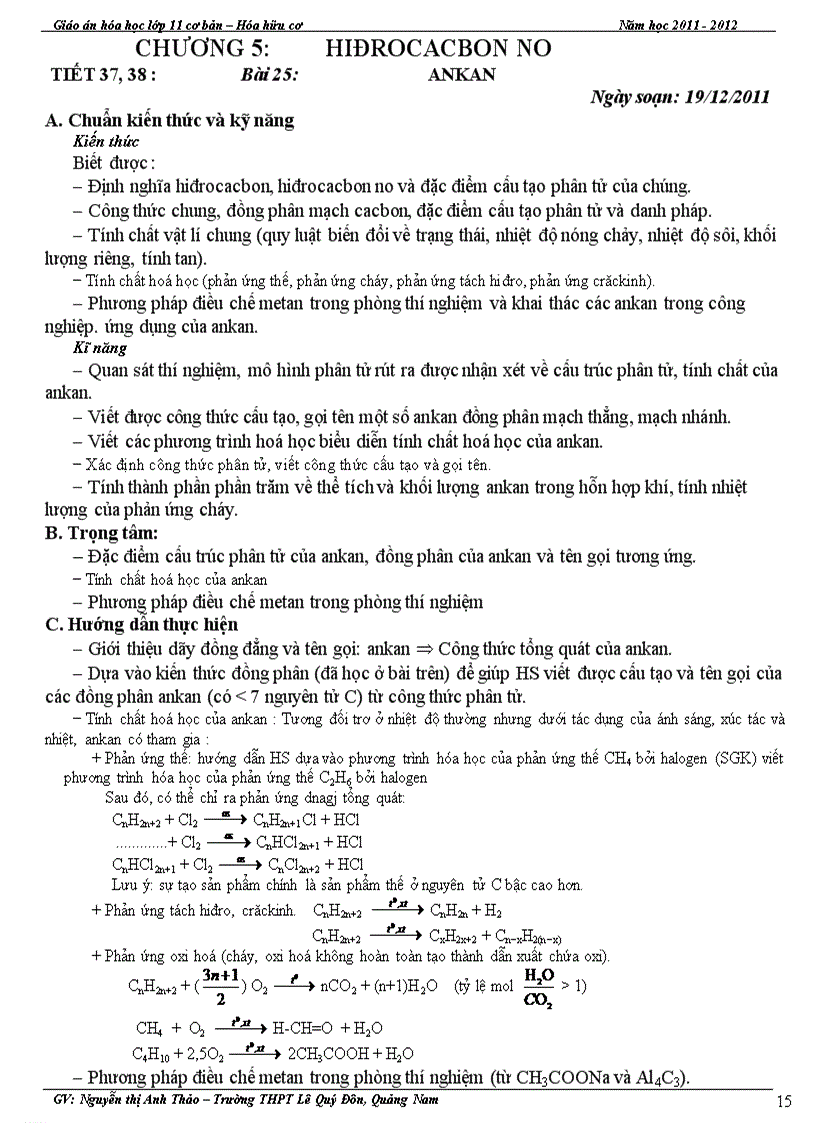 image for page Giáo án Hóa Hữu cơ 11CB