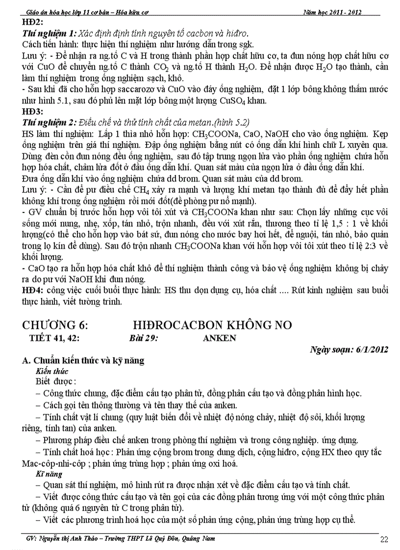 image for page Giáo án Hóa Hữu cơ 11CB