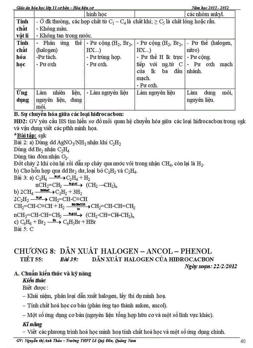 image for page Giáo án Hóa Hữu cơ 11CB
