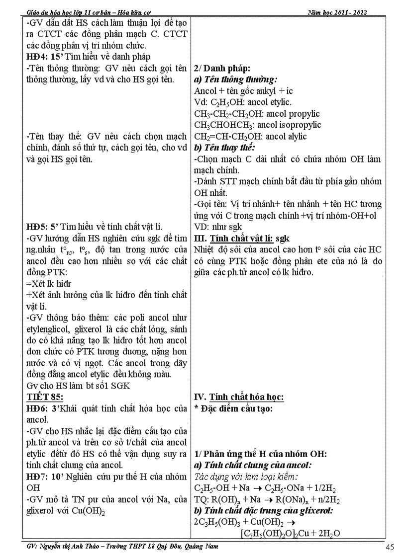 image for page Giáo án Hóa Hữu cơ 11CB