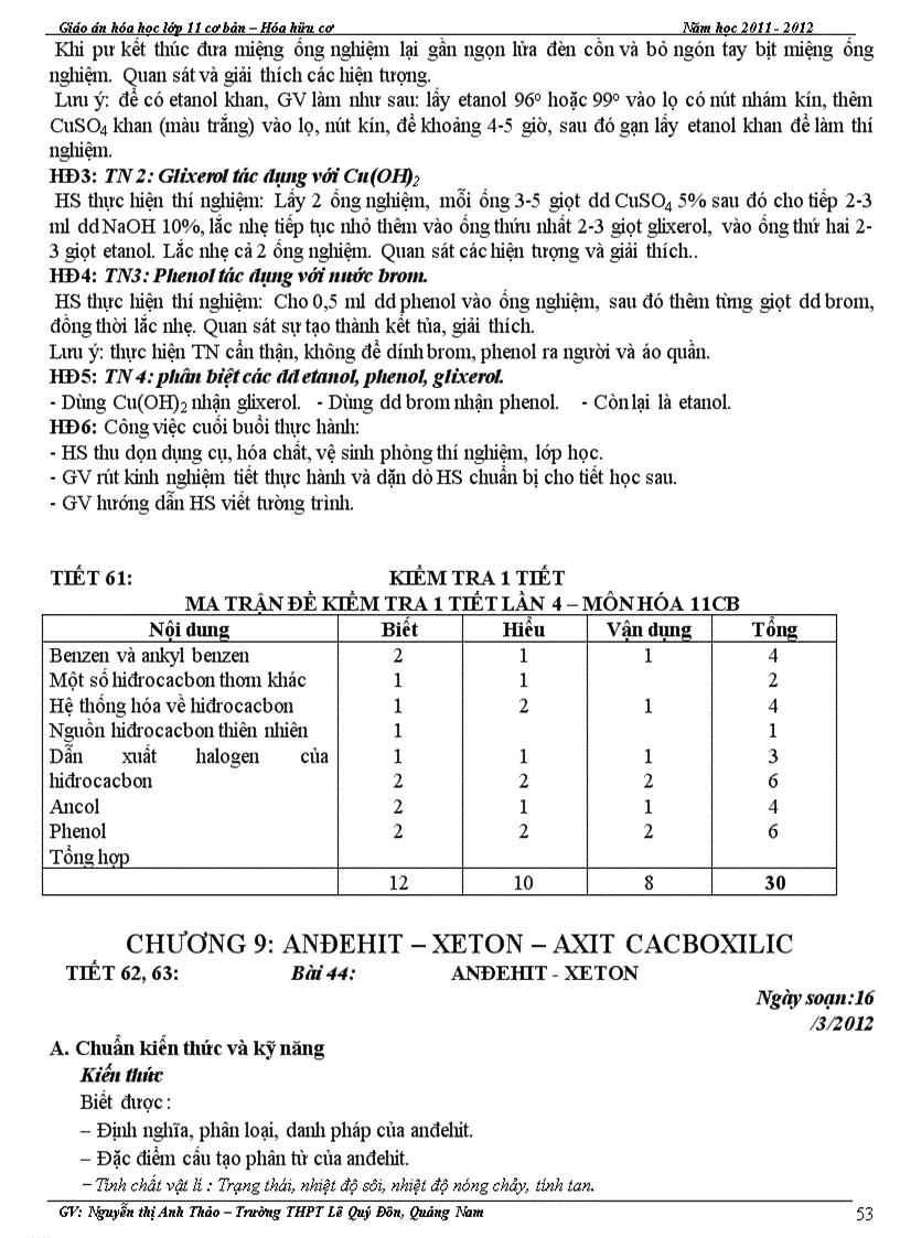 image for page Giáo án Hóa Hữu cơ 11CB