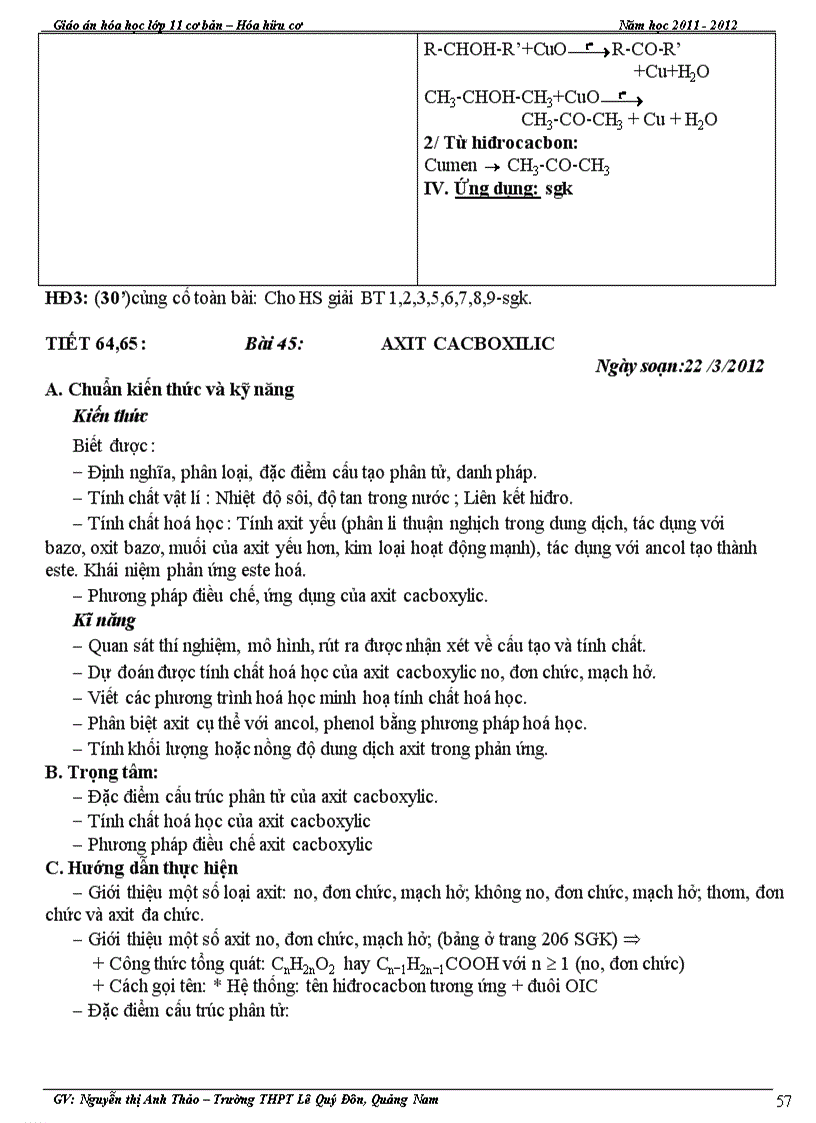image for page Giáo án Hóa Hữu cơ 11CB