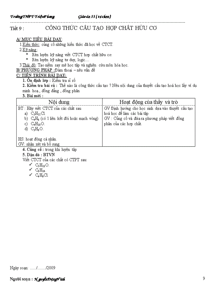 image for page Giáo án tự chọn 11cb