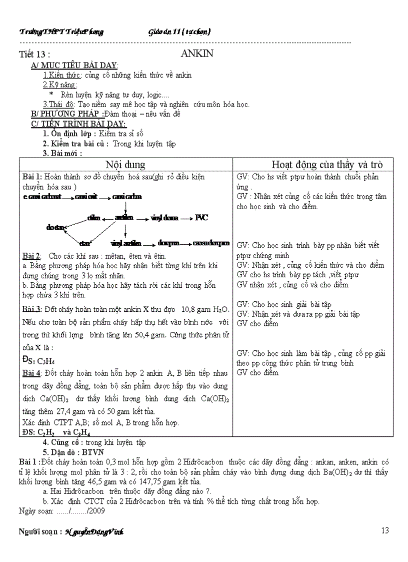 image for page Giáo án tự chọn 11cb