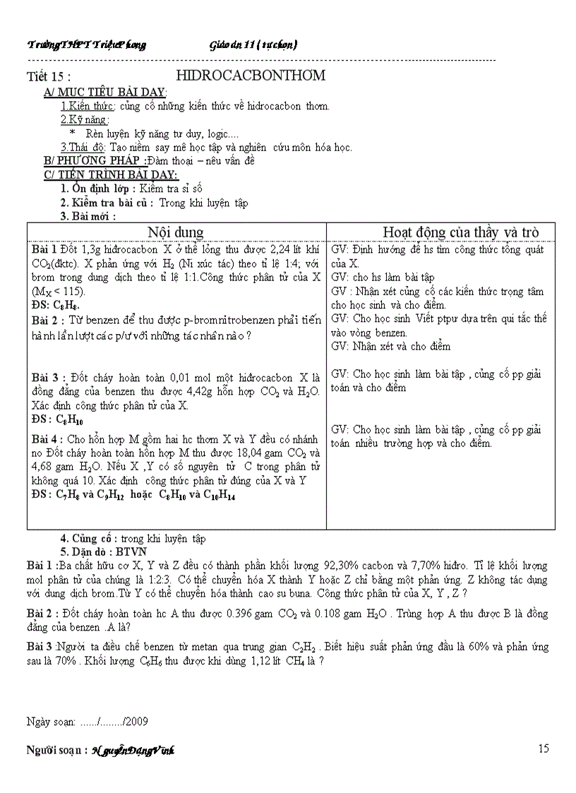 image for page Giáo án tự chọn 11cb