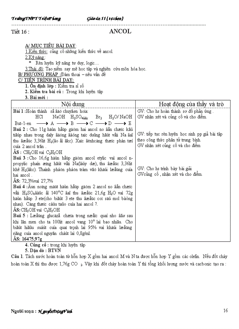 image for page Giáo án tự chọn 11cb