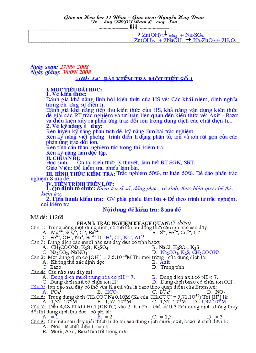 image for page Hoa hoc 11 nang cao chuong I