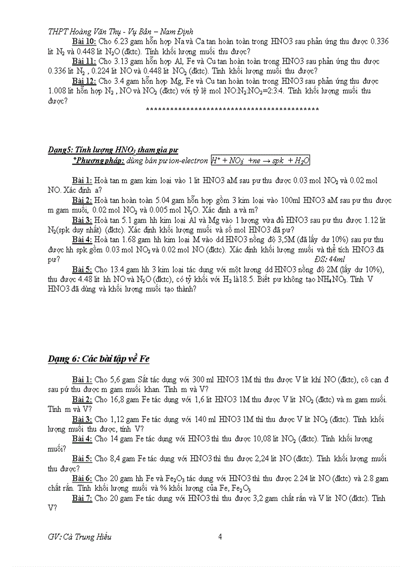 image for page Một số dạng bài tập thường gặp về hno3