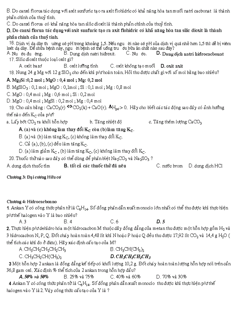 image for page Ngân hàng câu hỏi TNKQ Hóa học 11