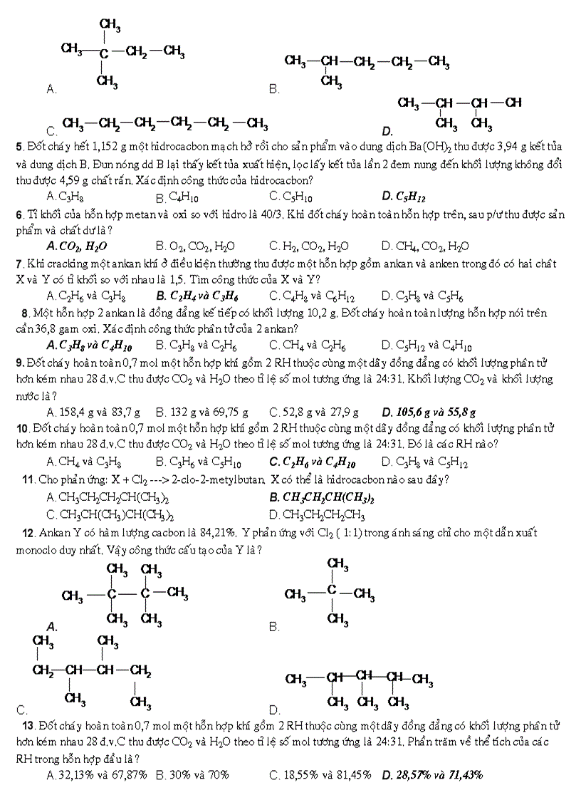 image for page Ngân hàng câu hỏi TNKQ Hóa học 11