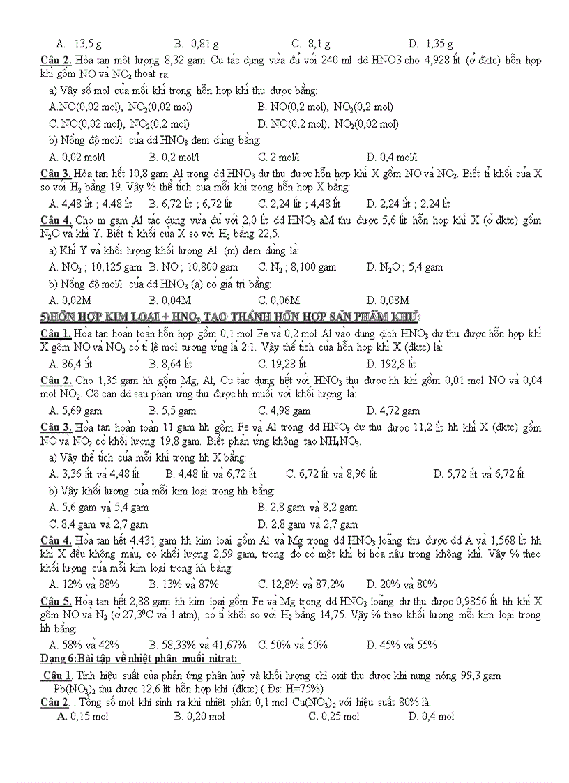 image for page Phân dạng BT chủ đề N và HC nito