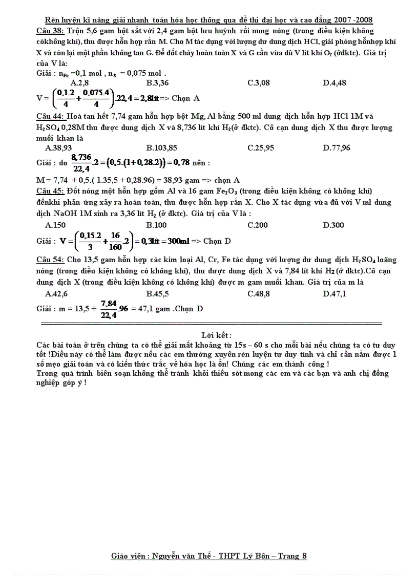 image for page Rèn kĩ năng giải nhanh toán hóa học thông qua đề thi đại học và cao đẳng