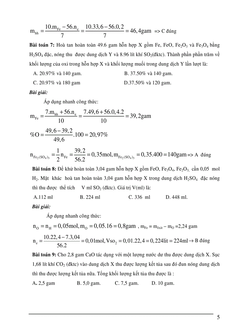 Sử dụng ct tính nhanh