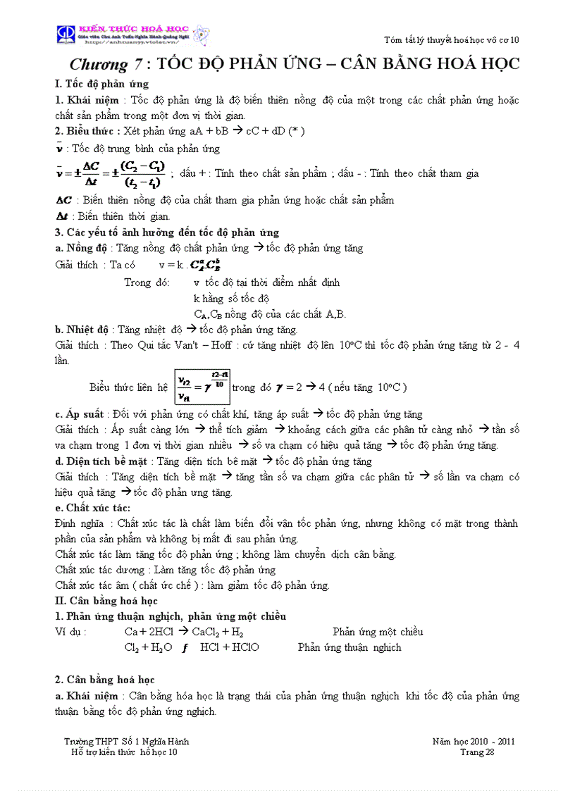 image for page Tom tat kien thuc Hoa 11 Nang cao