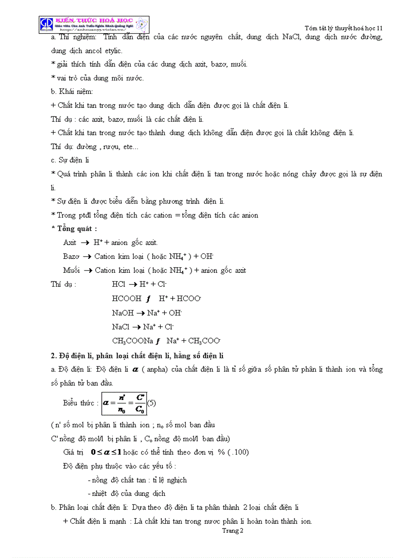 image for page Tóm tắt lý thuyết Hóa học lớp 11