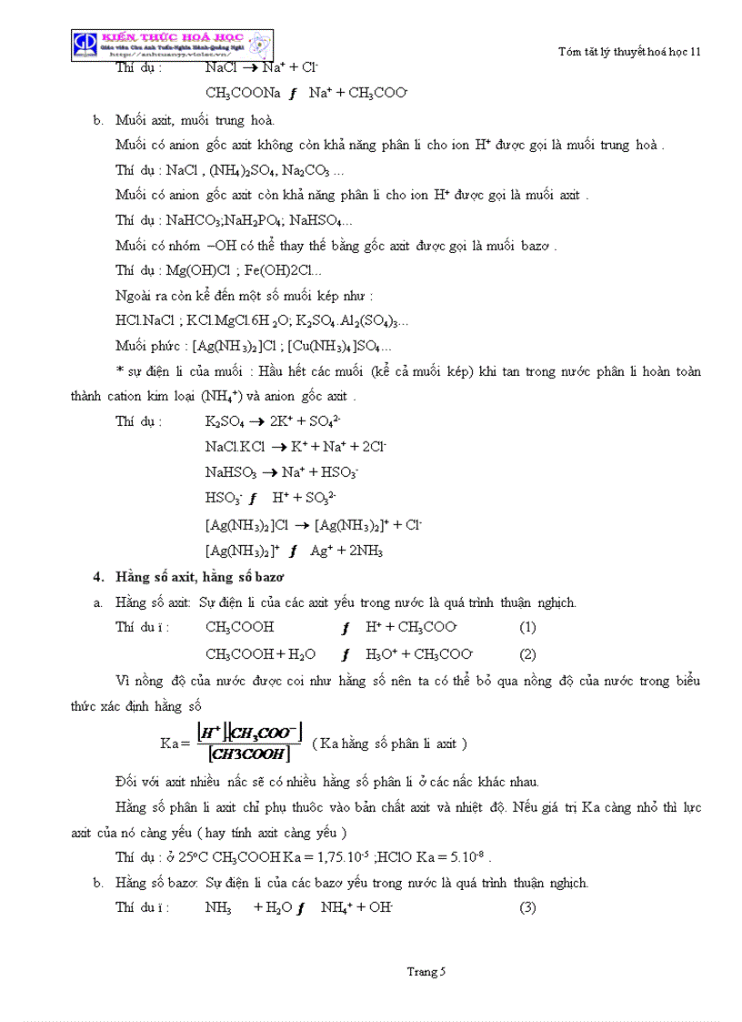 image for page Tóm tắt lý thuyết Hóa học lớp 11