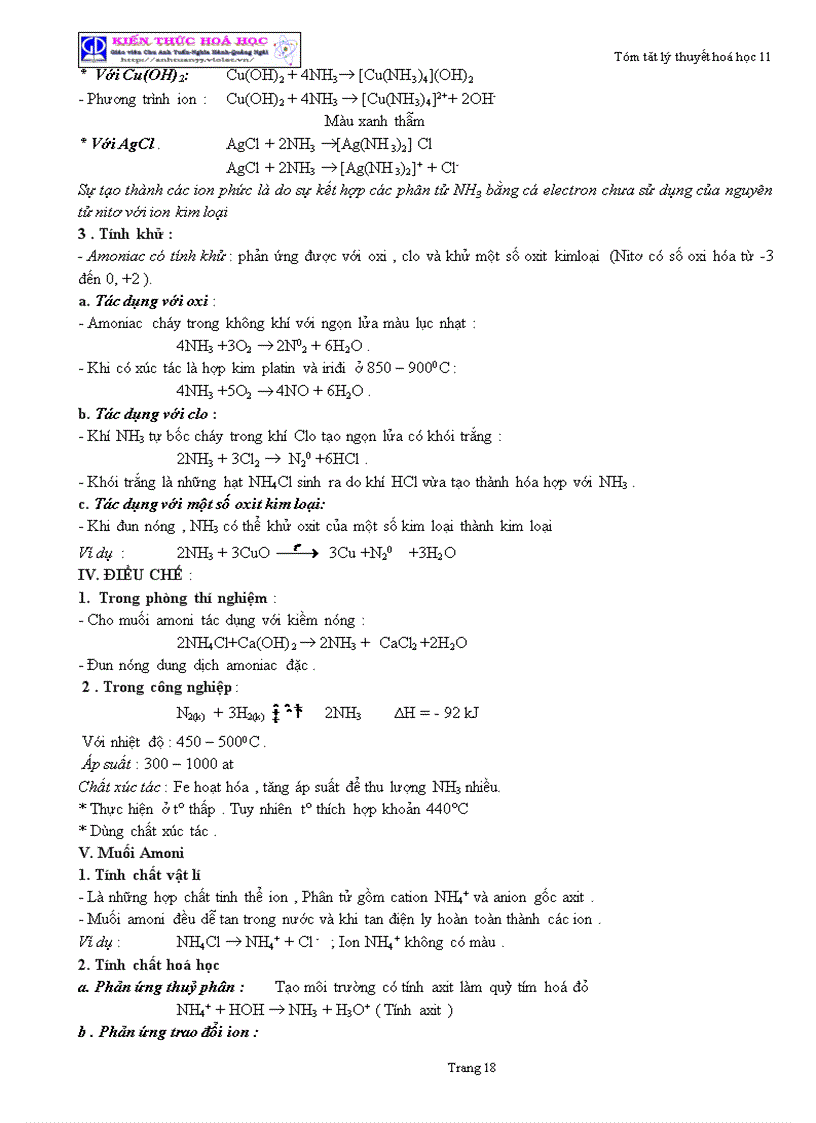 image for page Tóm tắt lý thuyết Hóa học lớp 11