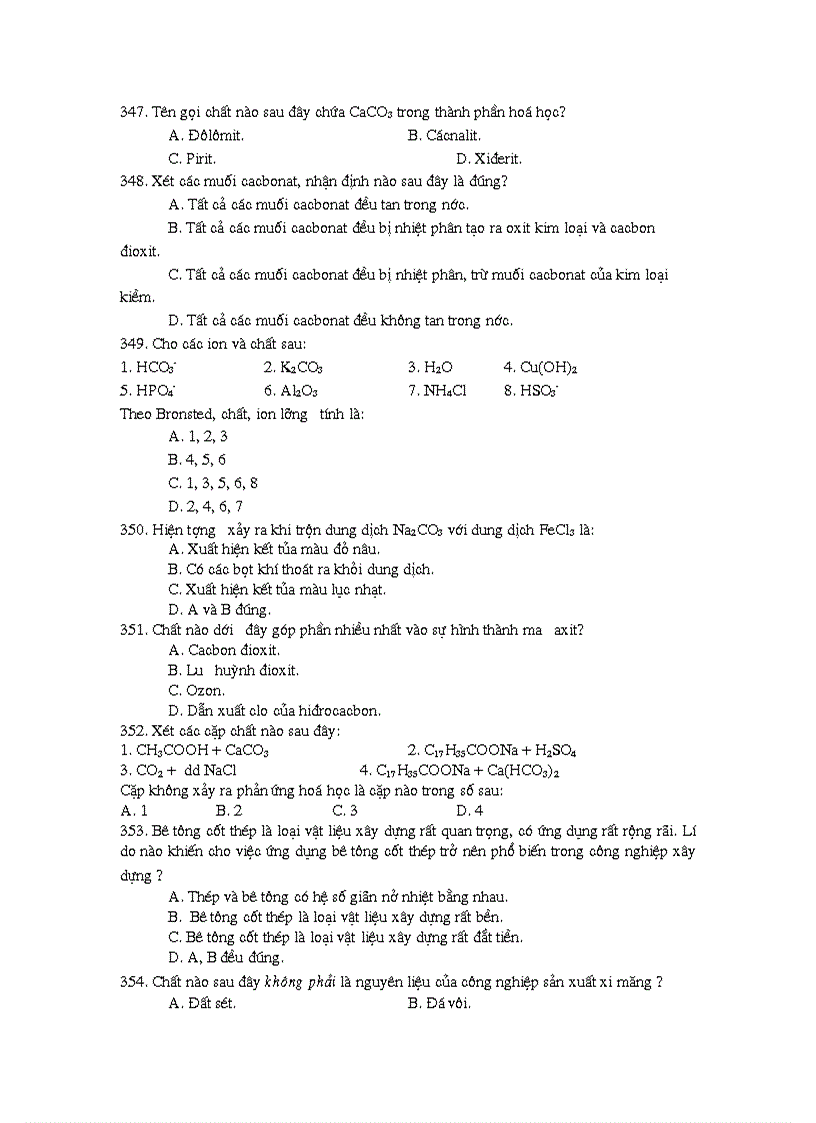 image for page Trắc nghiệm cacbon silic