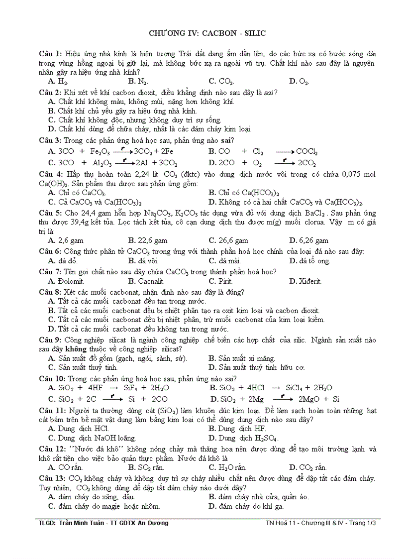 image for page Trắc nghiệm hoá 11 cb chương iii và iv