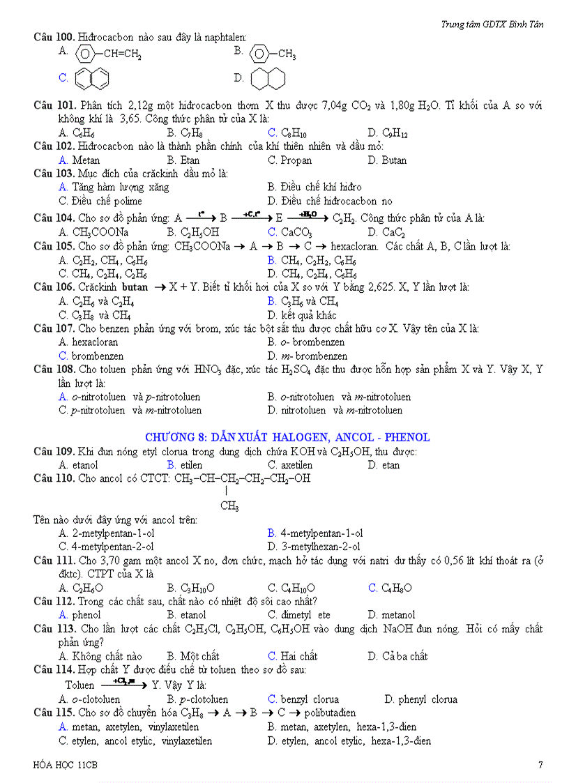 image for page Trắc nghiệm hóa 11 HKII ĐA gdtx