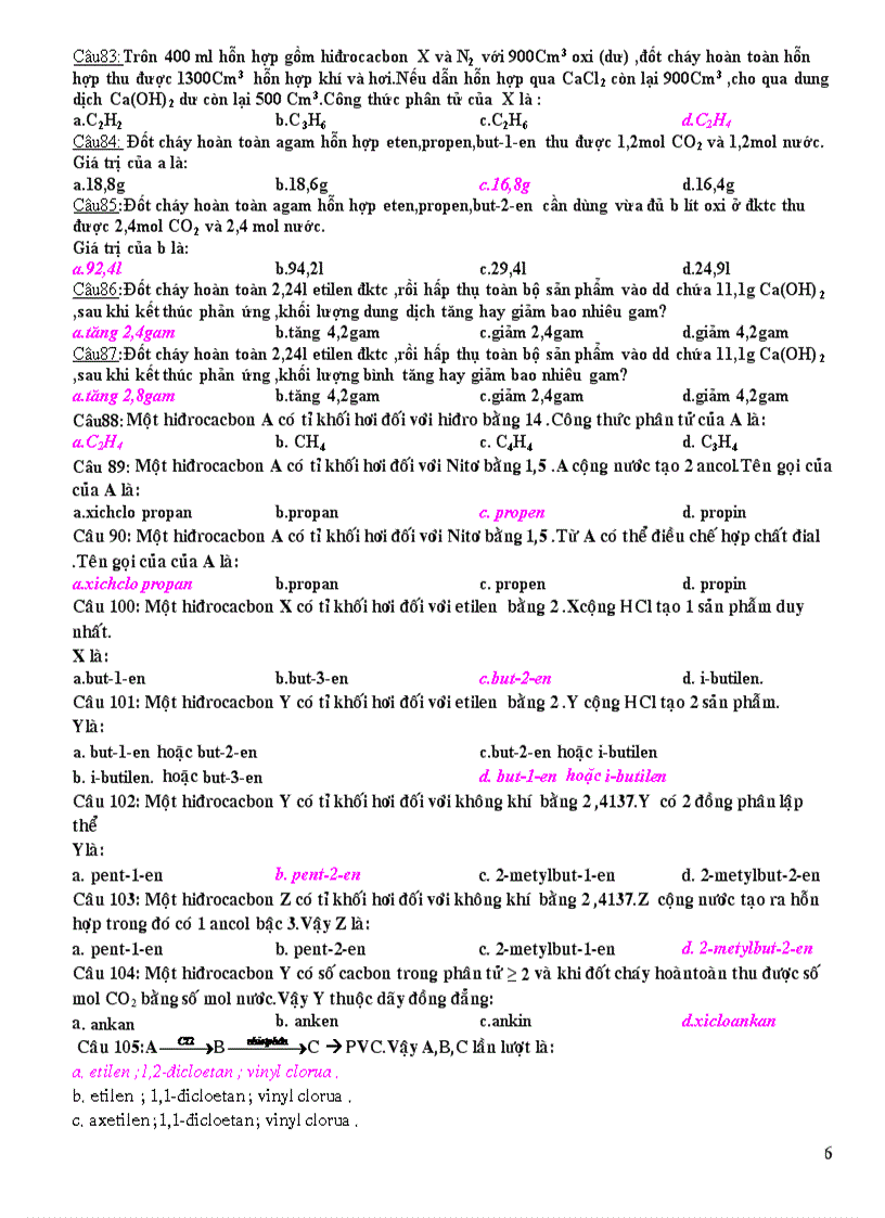 image for page Trắc nghiệm Hóa 11 phần Ankin Anken Ankađien