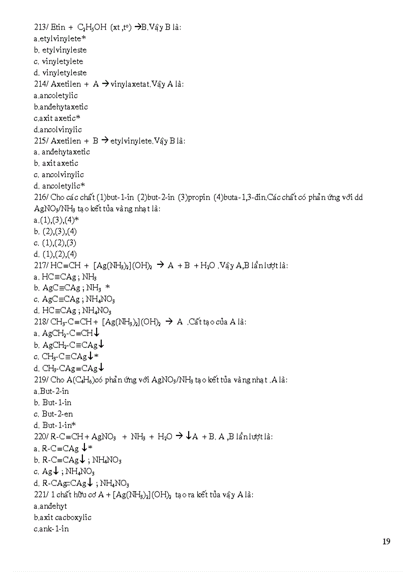 image for page Trắc nghiệm Hóa 11 phần Ankin Anken Ankađien
