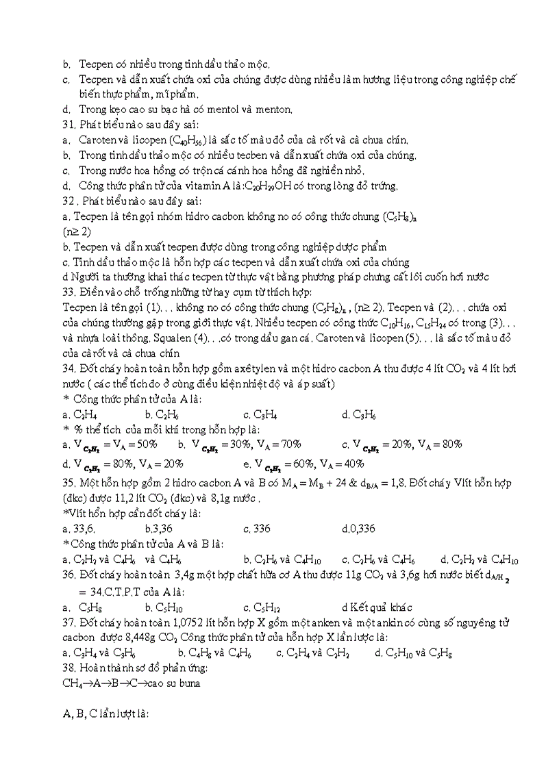 image for page Trắc nghiệm ôn thi Hóa hữu cơ