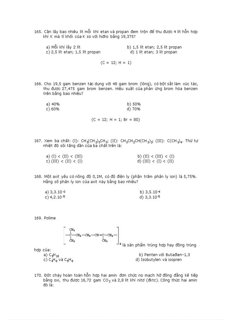 image for page Trắc nghiệm về hóa hữu cơ 2