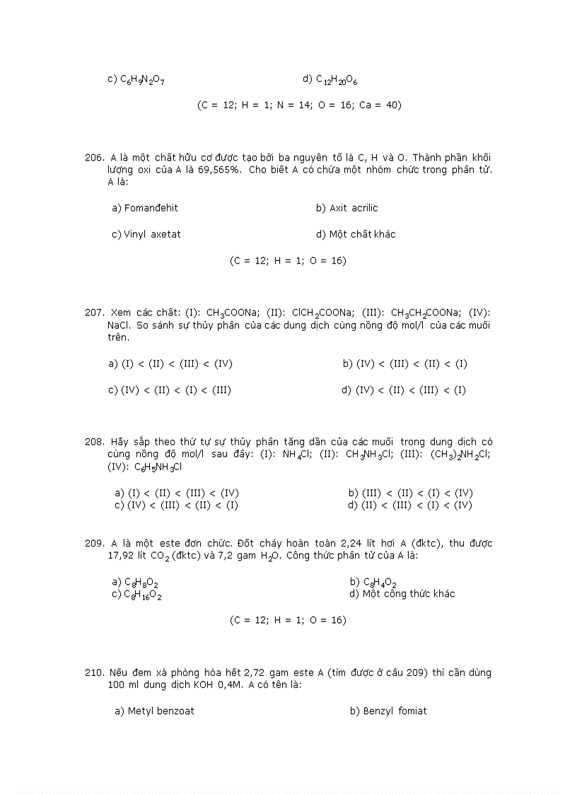 image for page Trắc nghiệm về hóa hữu cơ 2