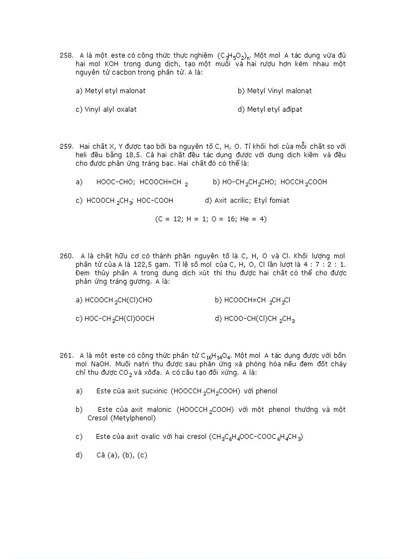 image for page Trắc nghiệm về hóa hữu cơ 2