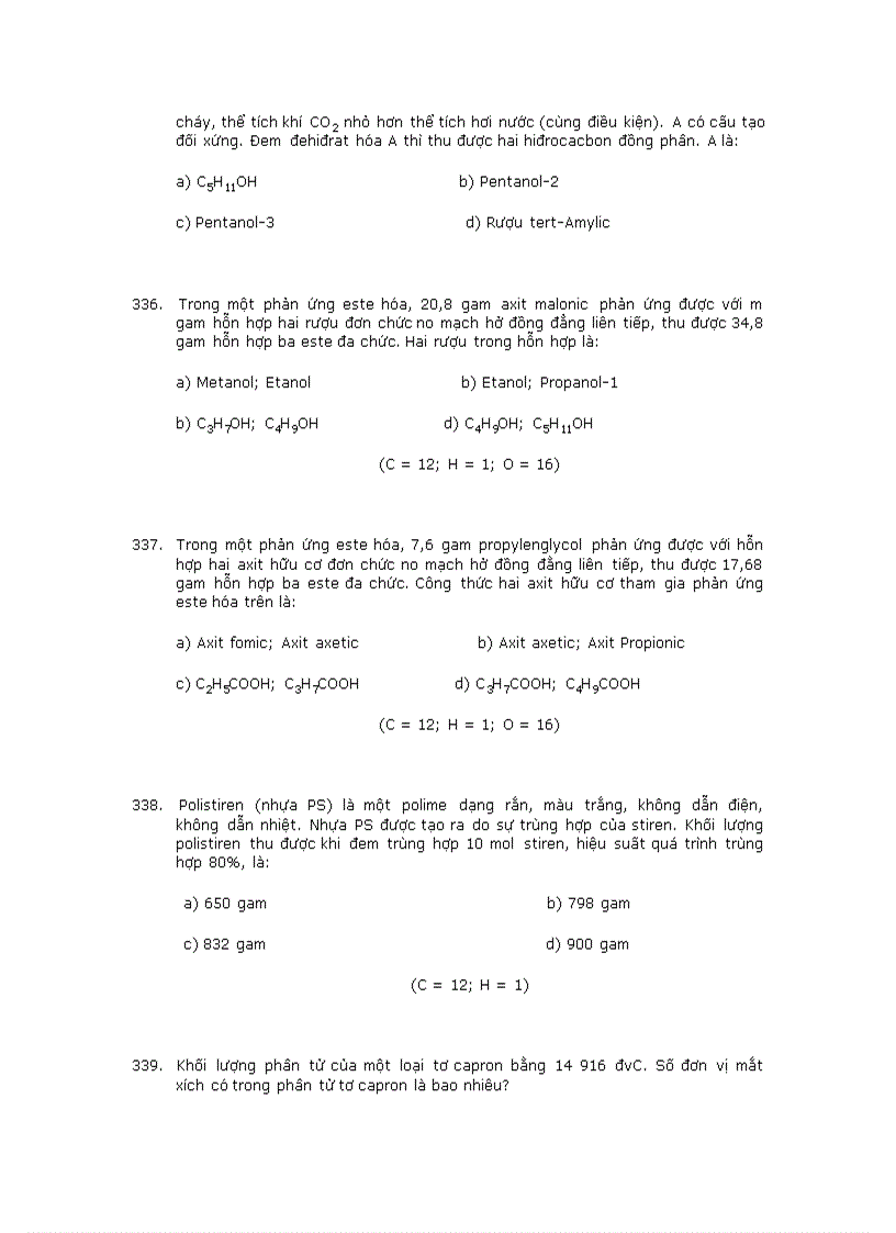 image for page Trắc nghiệm về hóa hữu cơ 2