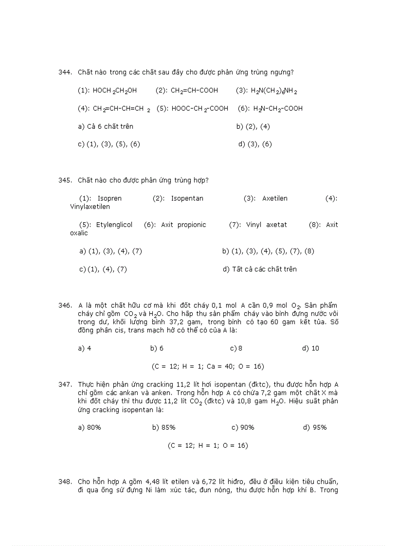 image for page Trắc nghiệm về hóa hữu cơ 2