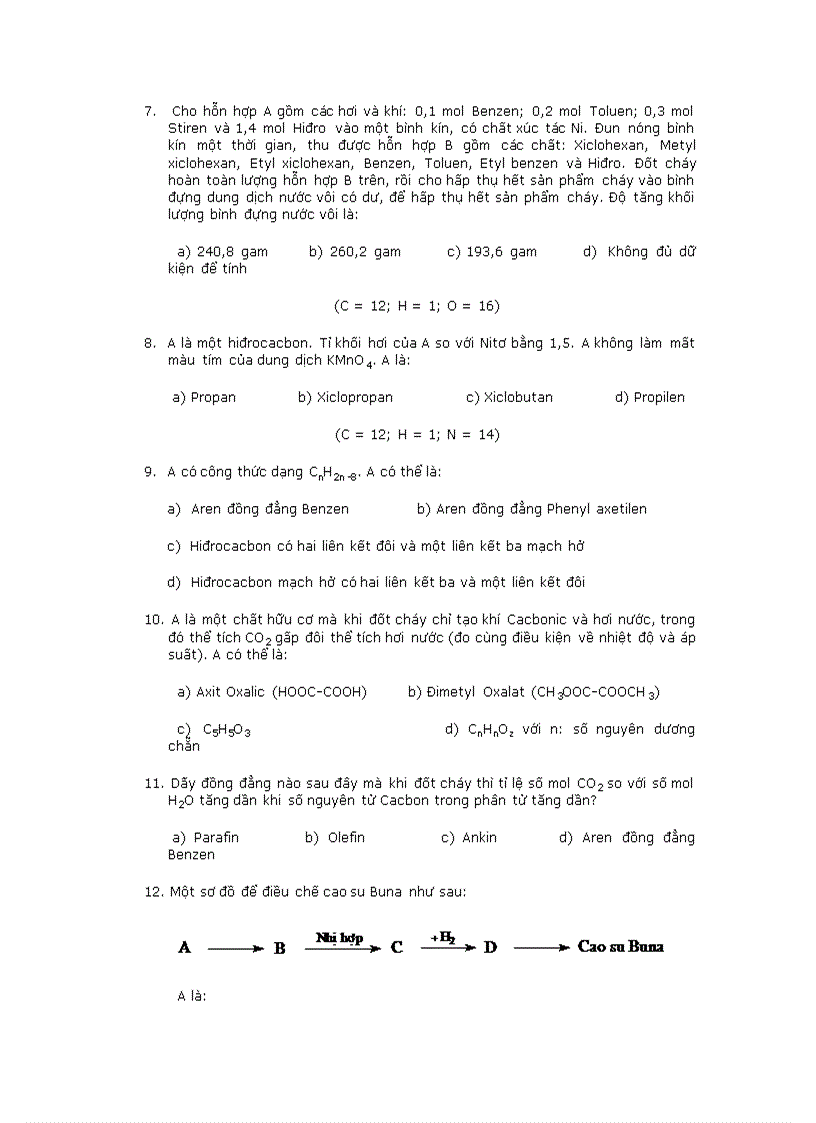 image for page Trắc nghiệm về hóa hữu cơ