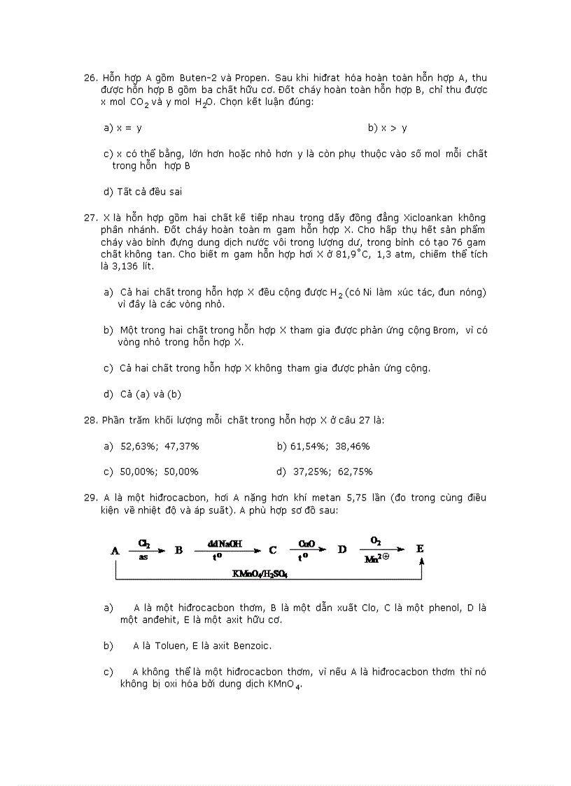 image for page Trắc nghiệm về hóa hữu cơ